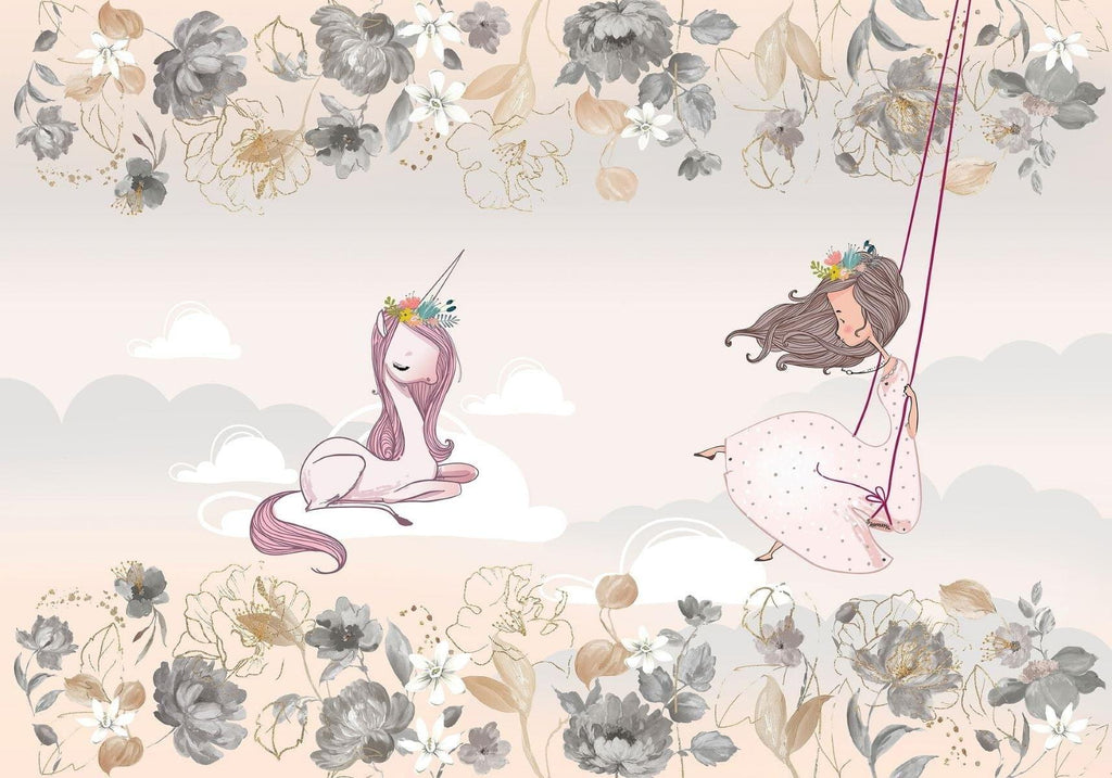 Princess Mural Wallpaper | Dreamy Unicorn and Floral Design