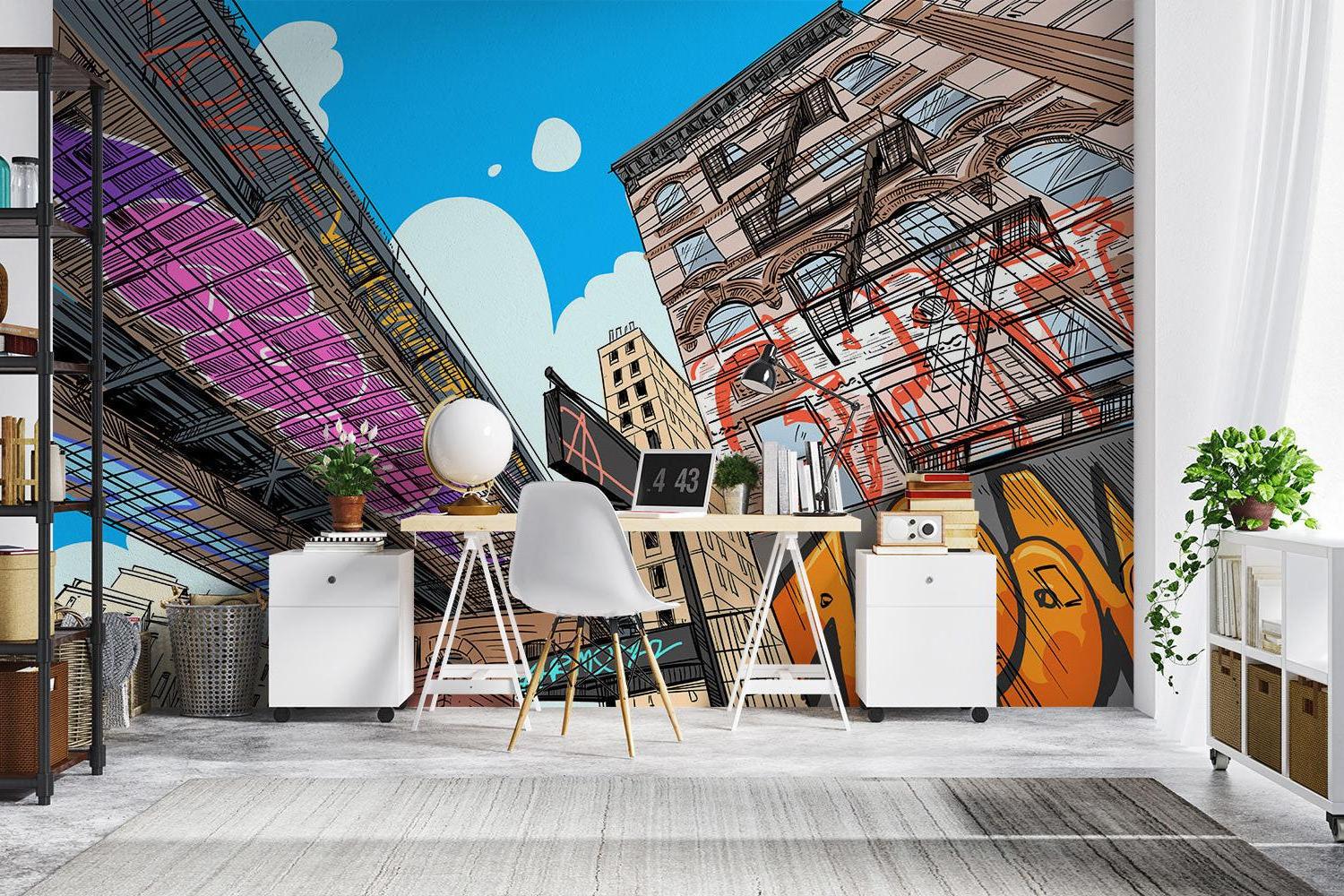 Urban Mural Wallpaper | Street Art Comic Style Design