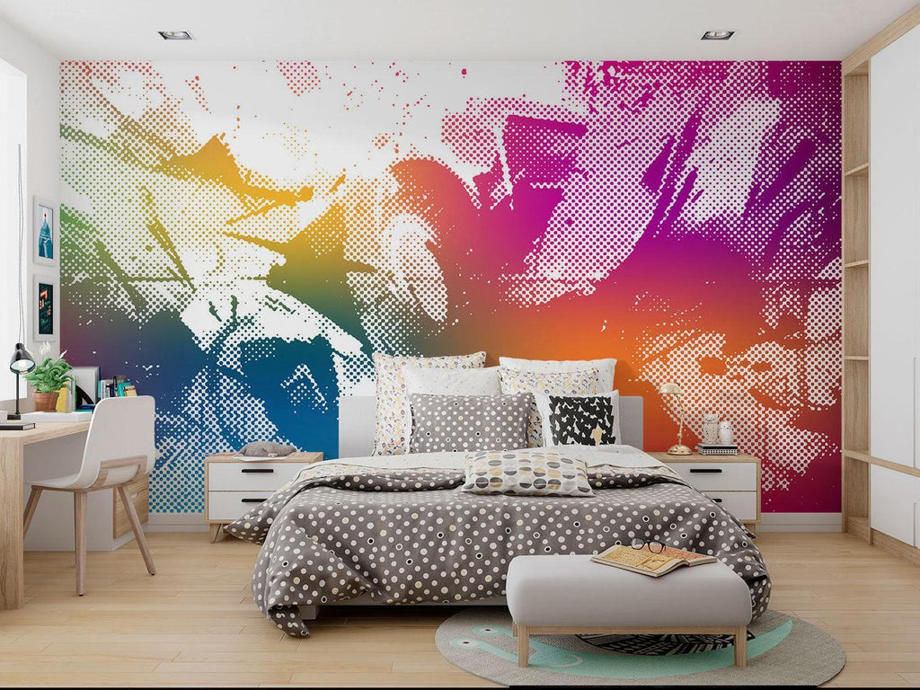 Abstract Mural Wallpaper | Rainbow Halftone Art Design