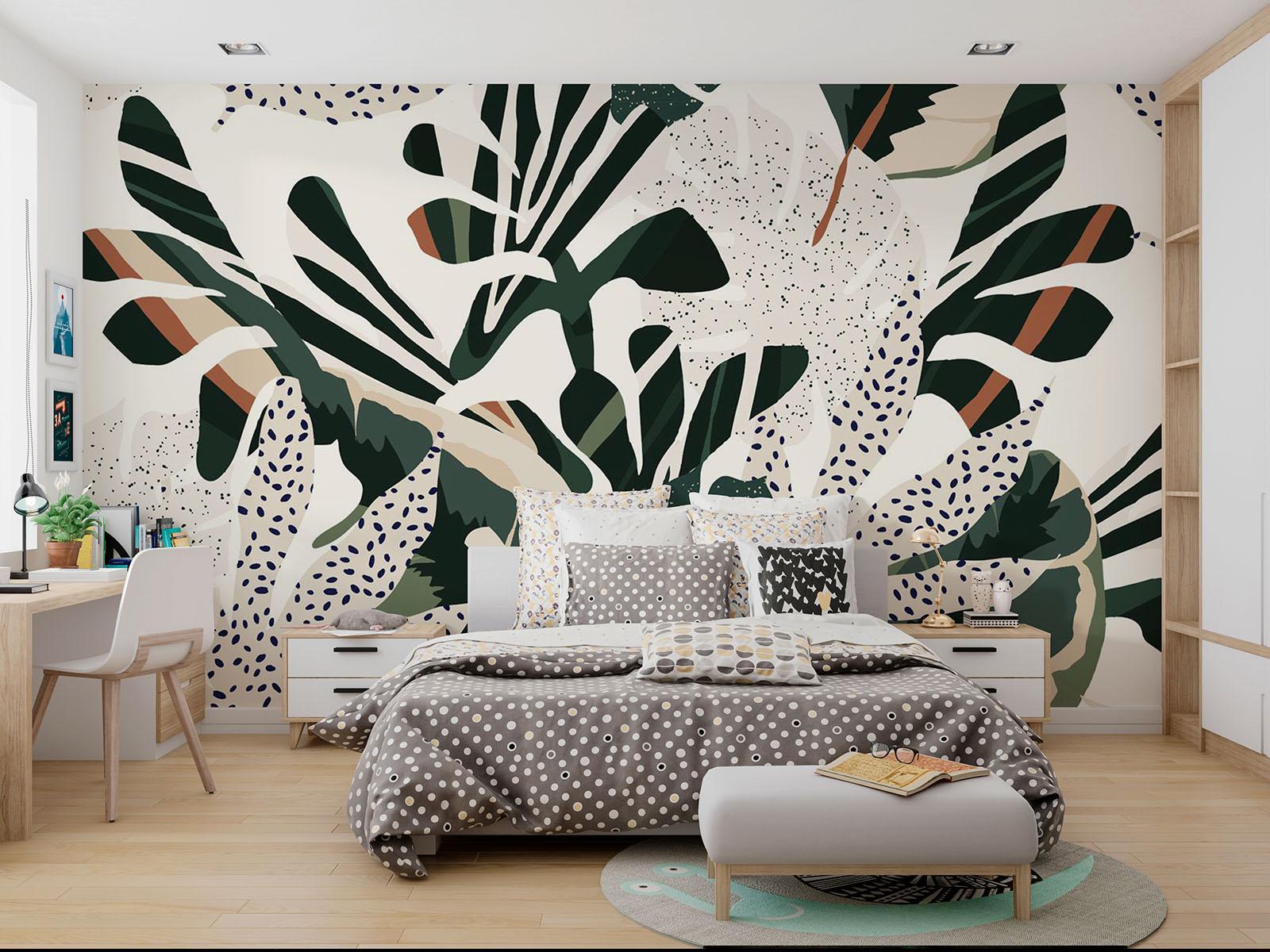 Tropical Foliage Mural Wallpaper | Modern Abstract Monstera Design