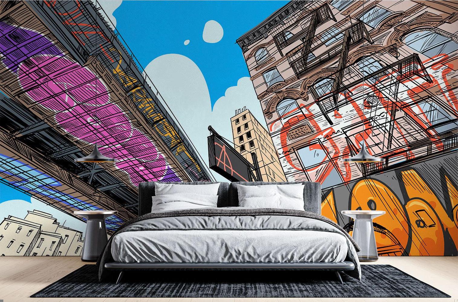 Urban Mural Wallpaper | Street Art Comic Style Design