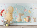 Musical Animals Mural Wallpaper | Playful Nursery Band with Bear and Bunny