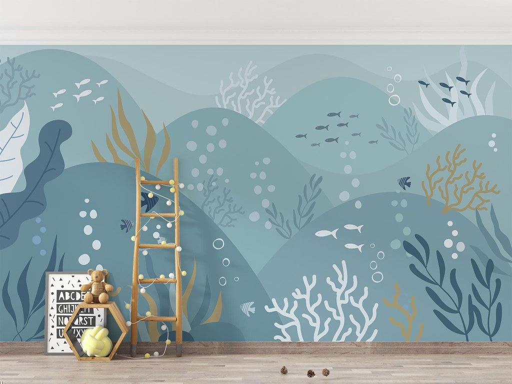 Ocean Mural Wallpaper | Underwater Marine Life Scene