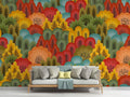 Forest Mural Wallpaper | Colorful Autumn Trees Pattern
