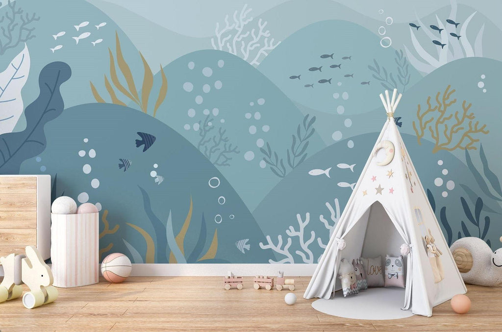 Ocean Mural Wallpaper | Underwater Marine Life Scene