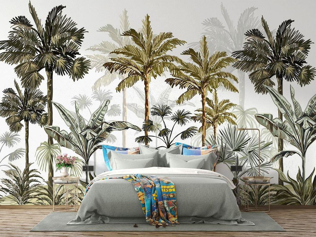 Tropical Mural Wallpaper | Vintage Palm Tree Paradise