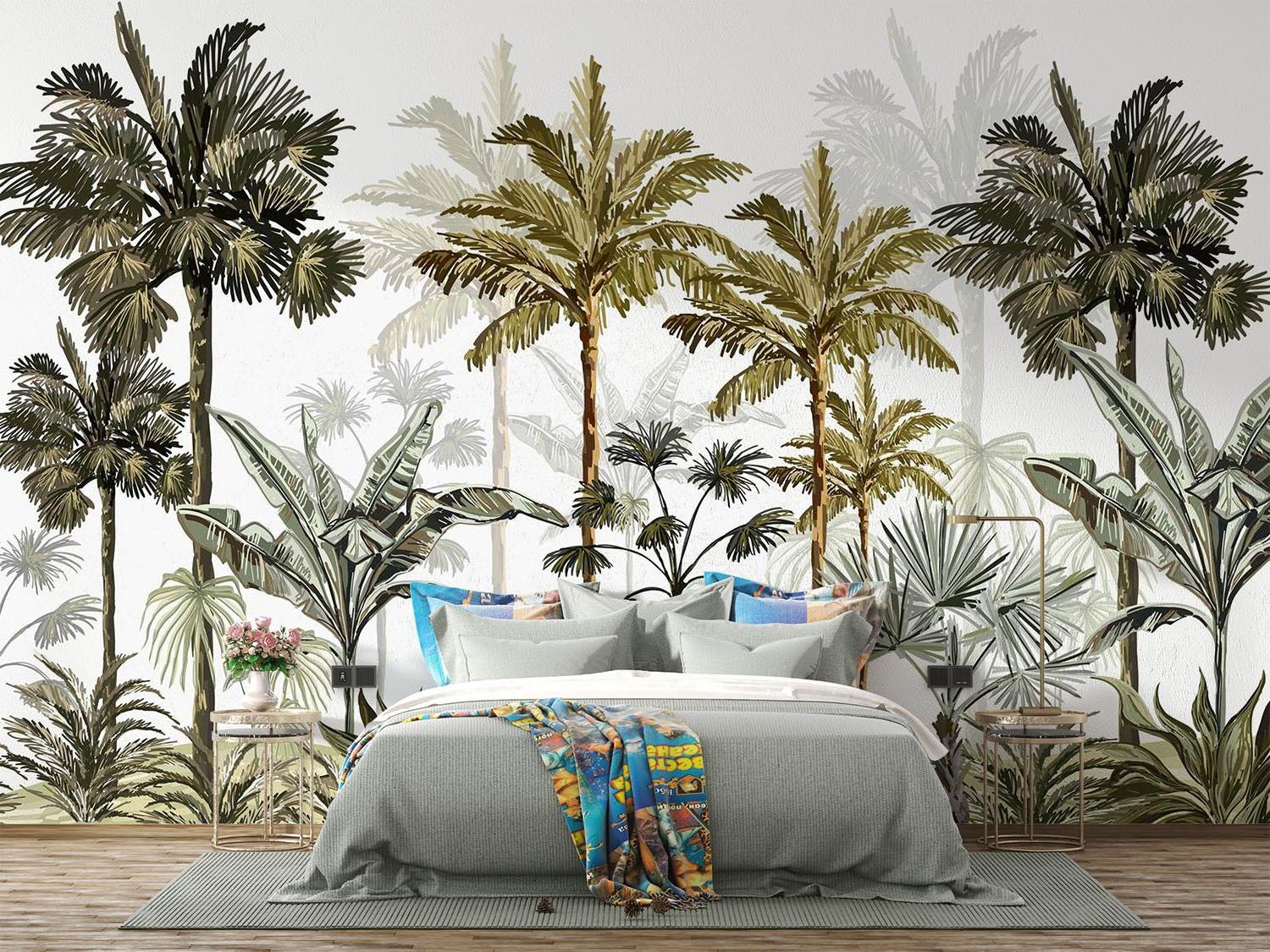 Tropical Mural Wallpaper | Vintage Palm Tree Paradise