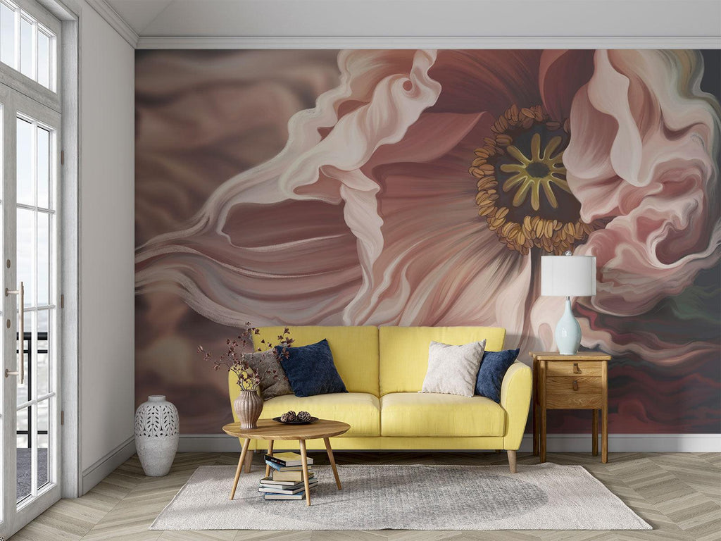 Floral Mural Wallpaper | Large Scale Pink Anemone Art