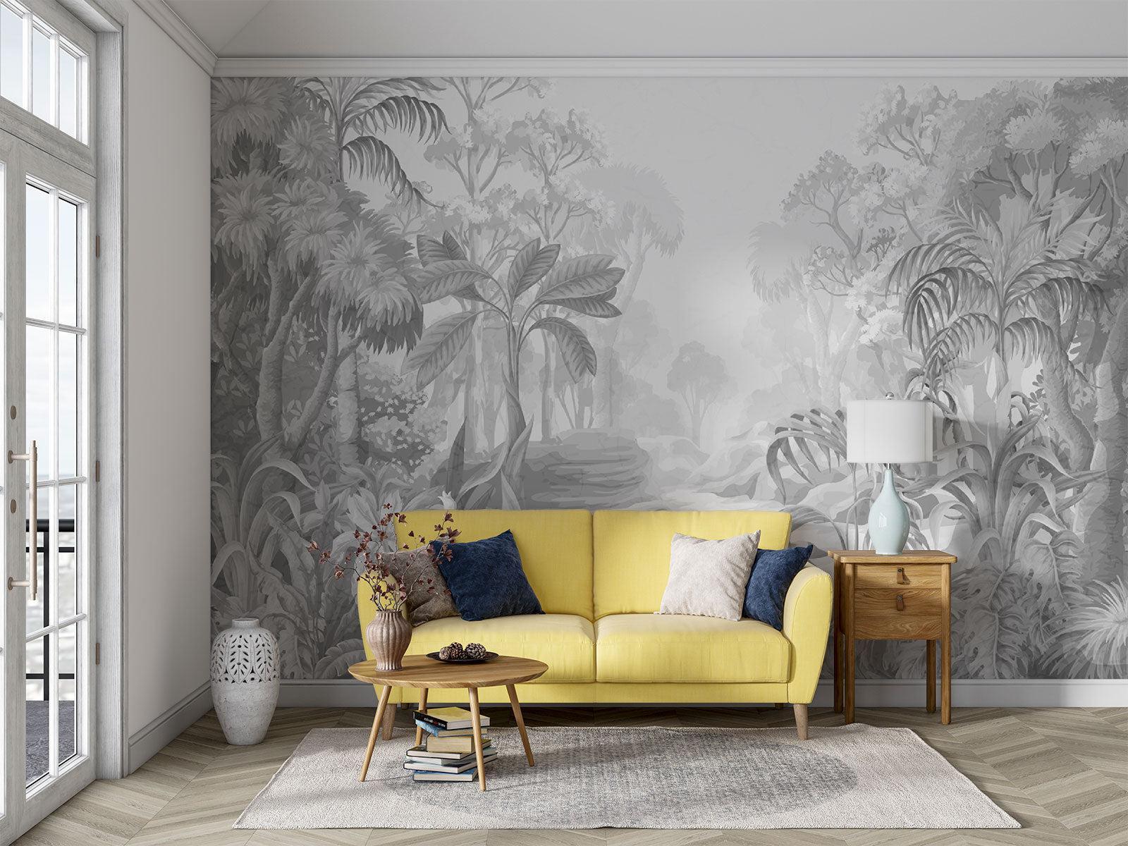 Tropical Mural Wallpaper | Monochrome Jungle Paradise