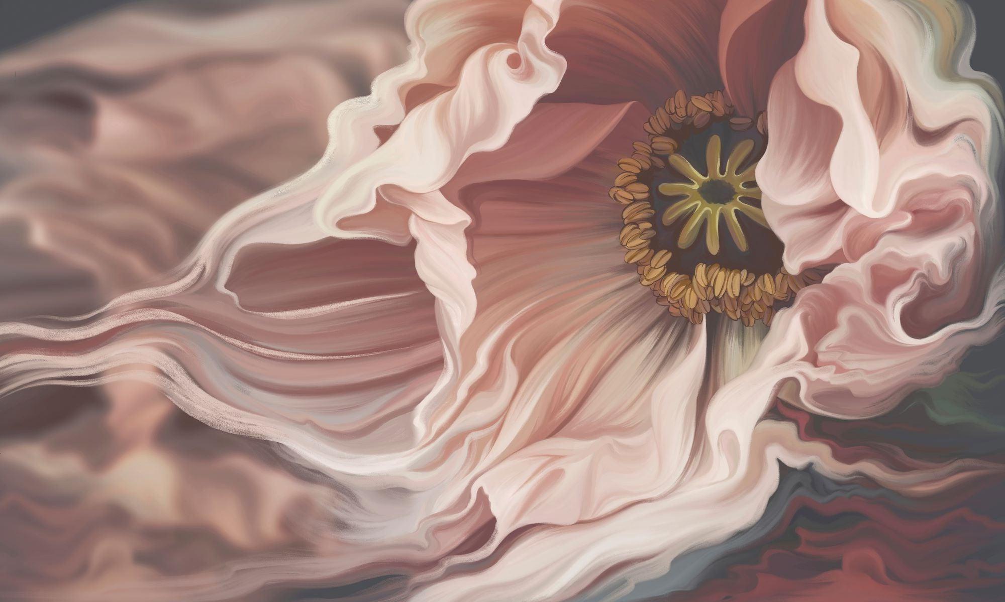 Floral Mural Wallpaper | Large Scale Pink Anemone Art