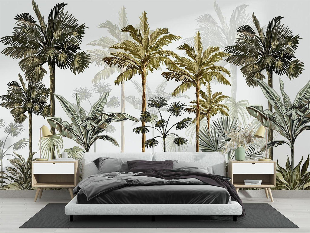 Tropical Mural Wallpaper | Vintage Palm Tree Paradise