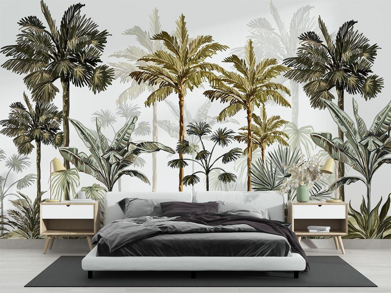 Tropical Mural Wallpaper | Vintage Palm Tree Paradise