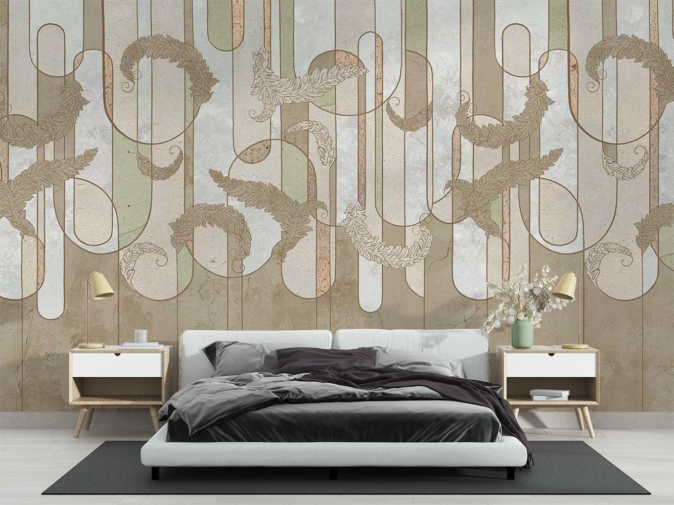 Feather Mural Wallpaper | Art Deco Geometric Pattern