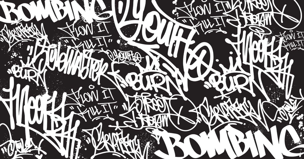 Graffiti Mural Wallpaper | Urban Black and White Street Art
