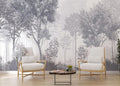 Forest Mural Wallpaper | Misty Grey Tree Landscape