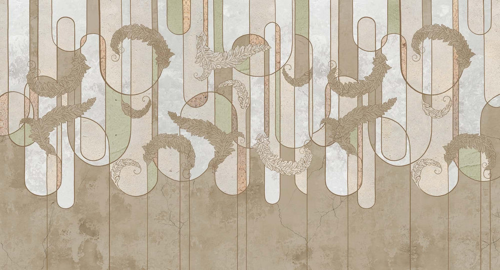 Feather Mural Wallpaper | Art Deco Geometric Pattern