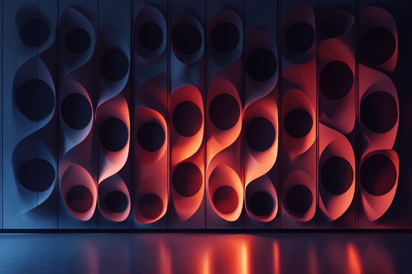 Design file of 3D geometric circle pattern with blue and red gradients