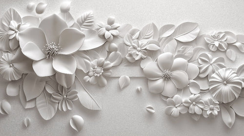 White embossed floral pattern design file showing intricate petal details and texture