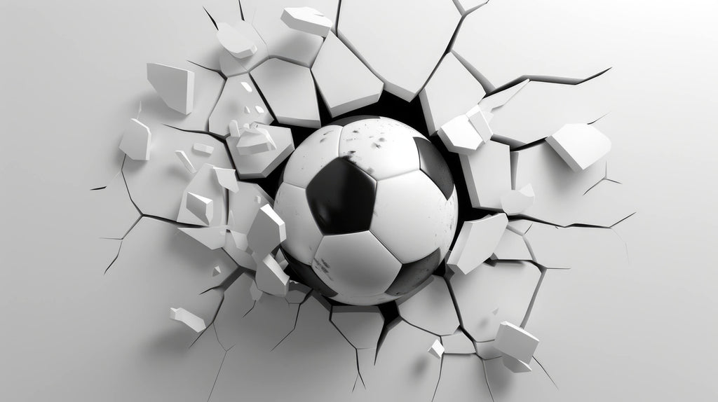 Design file of 3D Football Wallpaper showing detailed breaking wall pattern and soccer ball