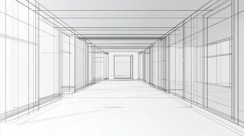 3D architectural geometric wallpaper design file showing precise line pattern and depth effect