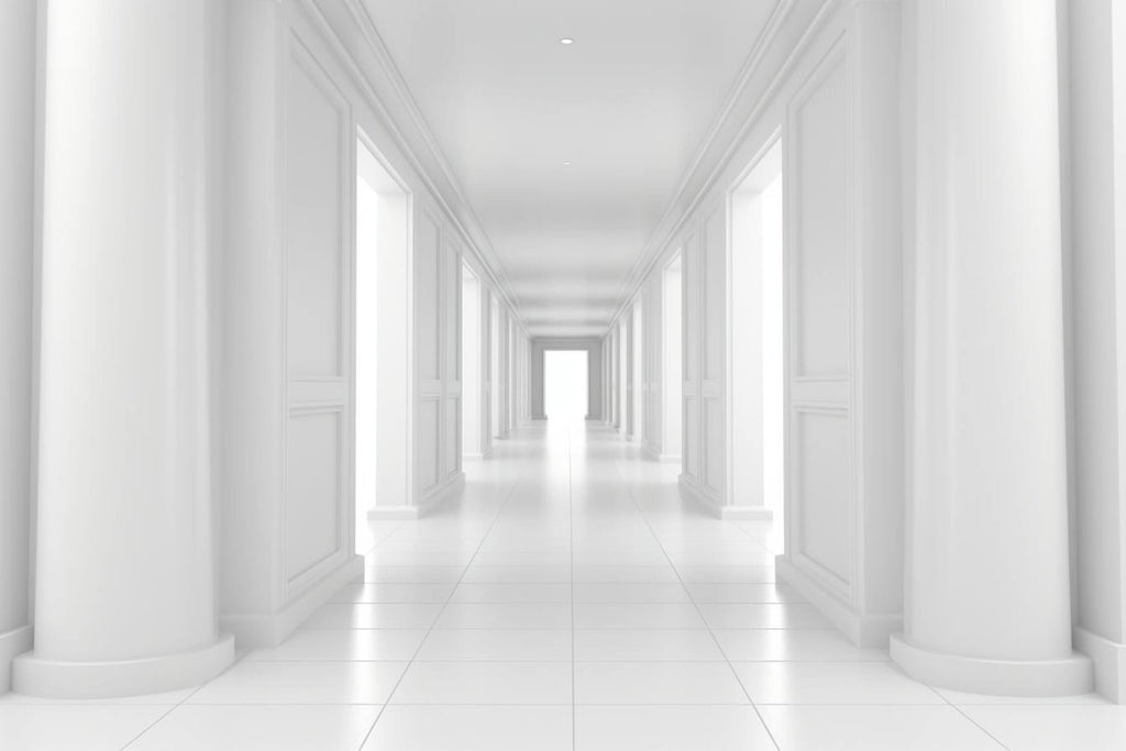3D geometric corridor design file showing detailed white pattern and depth effect