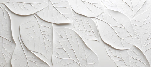 3D white leaf pattern design file showing intricate embossed details and botanical relief texture