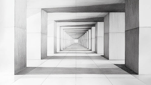3D geometric tunnel pattern design file showing detailed black and white optical illusion