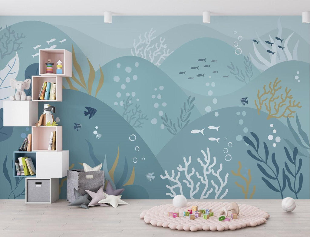 Ocean Mural Wallpaper | Underwater Marine Life Scene