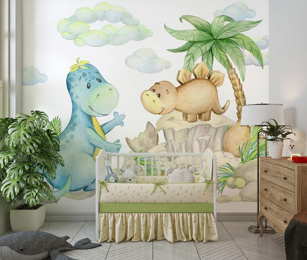 Dinosaur Mural Wallpaper | Watercolor Prehistoric Friends