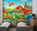 Dinosaur Mural Wallpaper | Colorful Prehistoric Adventure Scene