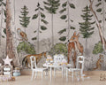 Forest Animals Mural Wallpaper | Watercolor Woodland Scene