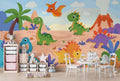 Dinosaur Mural Wallpaper | Cartoon Prehistoric Adventure Scene