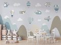 Sky Adventure Mural Wallpaper | Mountain Landscape with Aircraft Design