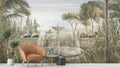 Garden Mural Wallpaper | Vintage Fountain With Palm Trees