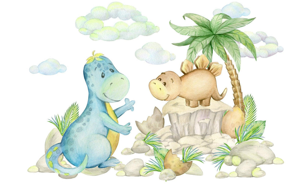Dinosaur Mural Wallpaper | Watercolor Prehistoric Friends