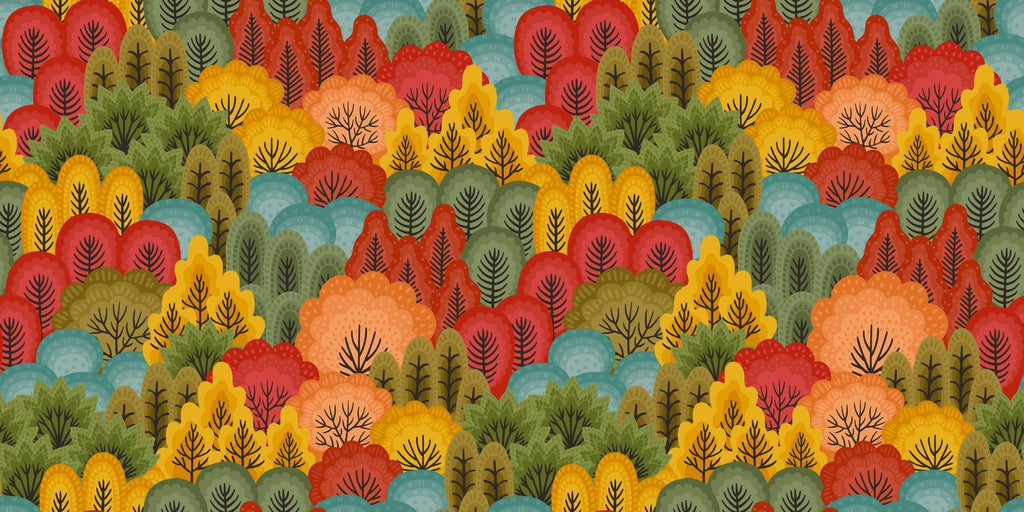 Forest Mural Wallpaper | Colorful Autumn Trees Pattern