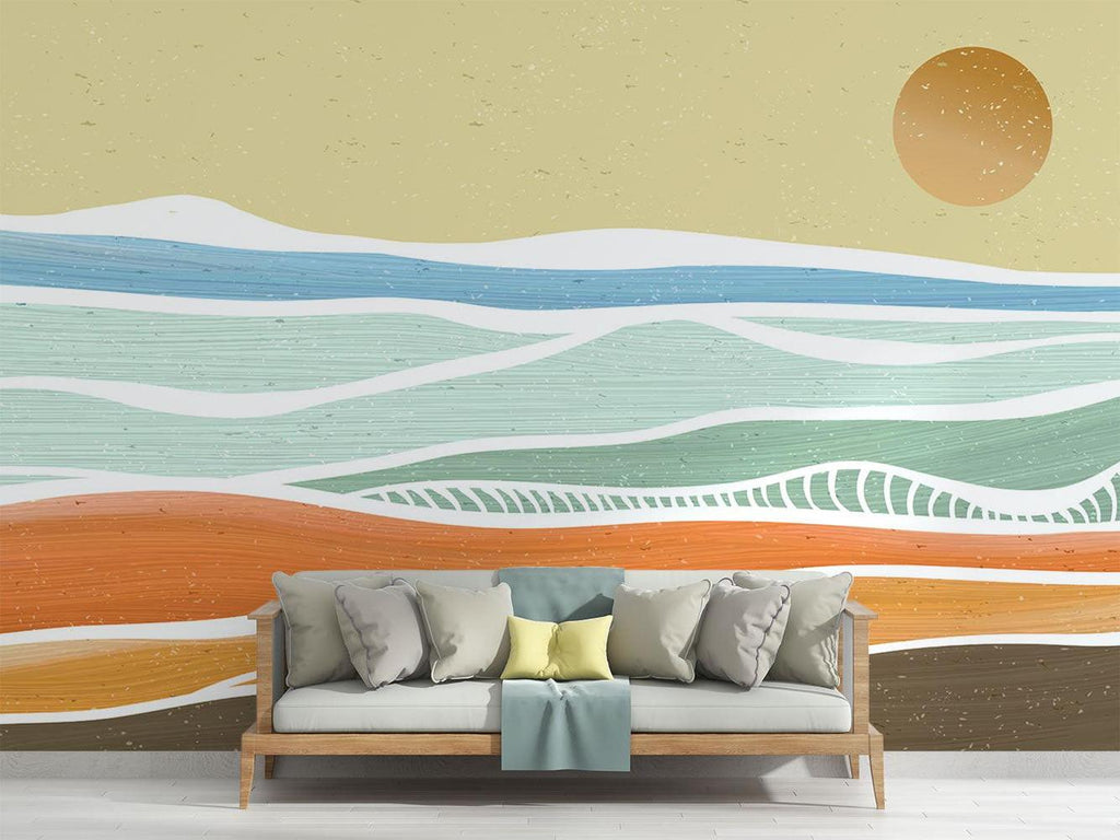 Minimalist wave design bringing coastal charm to a dining room space