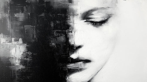 Abstract Face Portrait design file showing detailed black and white artistic pattern