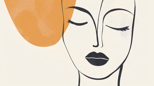 Abstract Face Line Art Wallpaper design file showing elegant black lines and terracotta accents