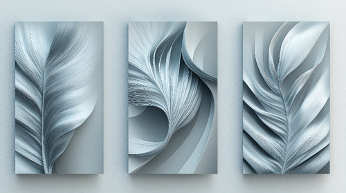 Abstract Feather Wallpaper design file showing delicate grey botanical pattern on white background