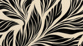 Modern Abstract Leaf Wallpaper creating dramatic impact in a minimalist living room with black and beige botanical pattern