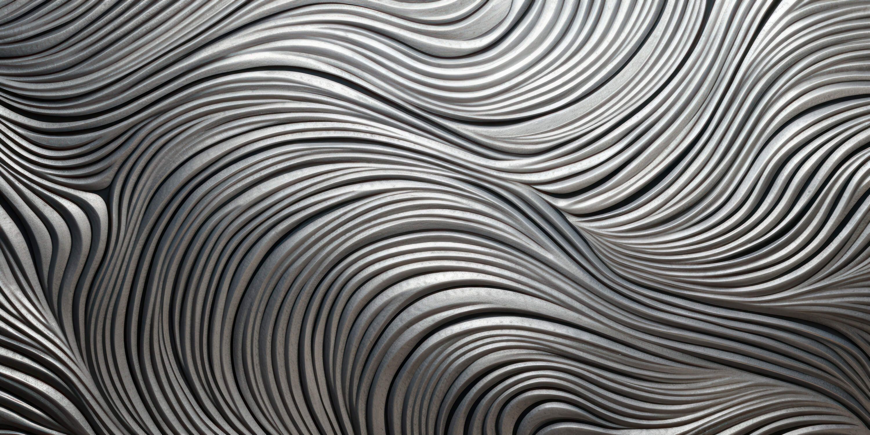 3D silver wave pattern wallpaper design file showing detailed metallic texture and flowing lines