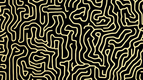 Abstract black and gold maze pattern design file showing intricate geometric details