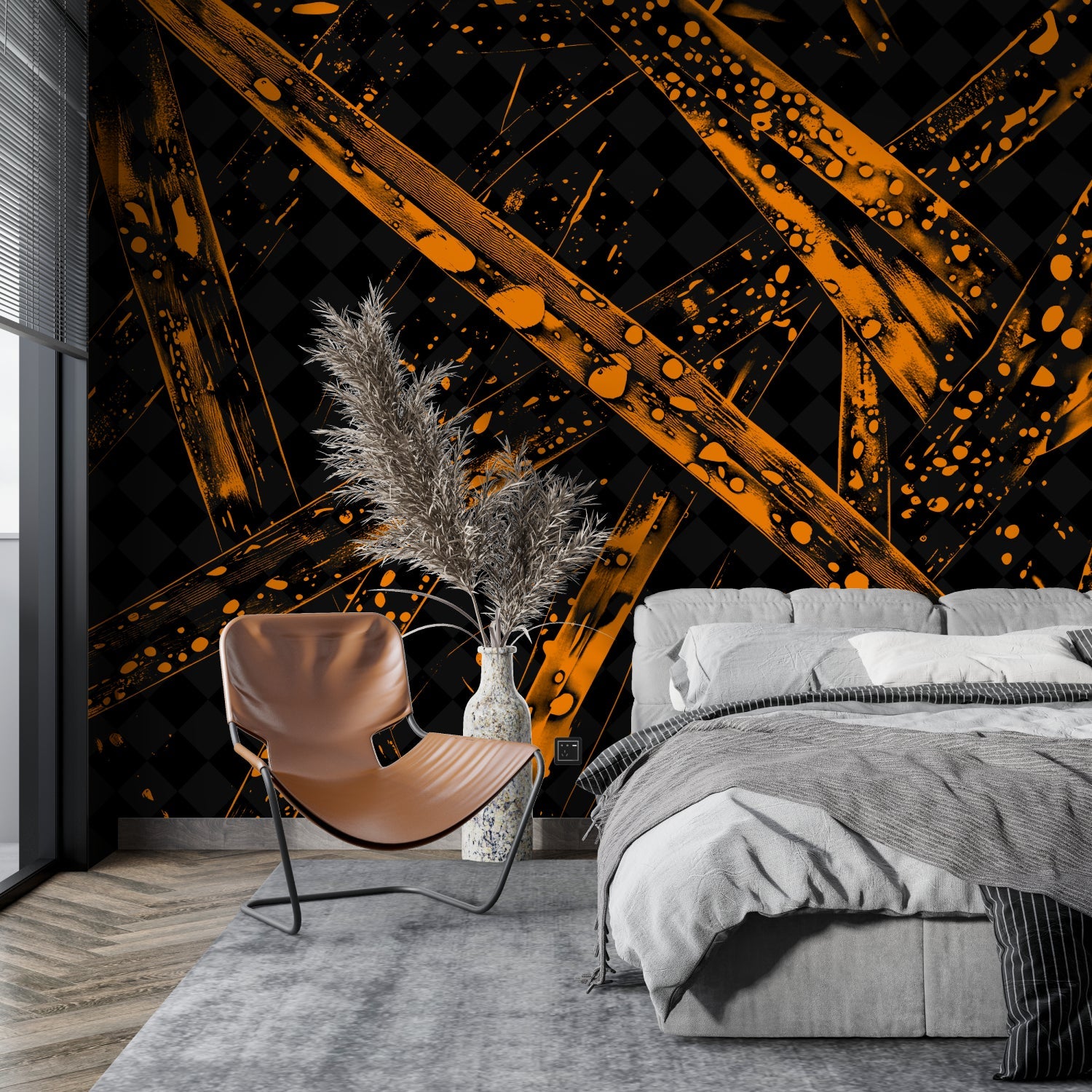 Modern Abstract Wall Design showcased in an urban loft space