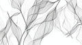 Black and white leaf line art wallpaper creating a striking focal point in a minimal Scandinavian living room setting