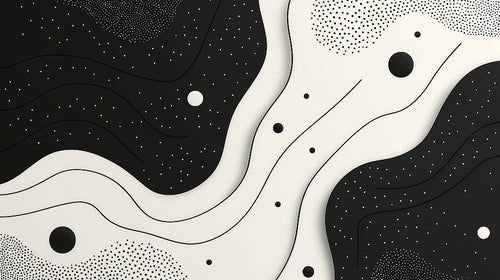 Black and white wave pattern with stars design file showing fluid curves and cosmic elements