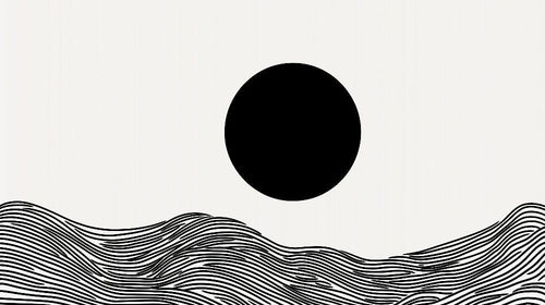 Black sun with wave lines design file showing intricate pattern details and flowing movement