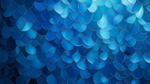 Blue metallic scales design file showing intricate pattern detail and reflective finish
