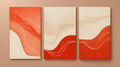 Abstract wave wallpaper in terracotta and gold tones creating a warm atmosphere in a modern living room setting