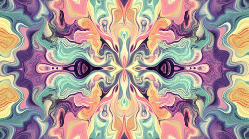 Abstract fluid art wallpaper design file showing swirling pastel pattern with mint, pink and purple tones